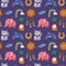 Seamless pattern with Good Luck charms