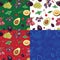 Seamless pattern with grapes, plums, cherries, avocado