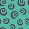 Seamless pattern with gray curls on a turquoise background. Design for wallpaper, textiles, factories, bedding, wrapping paper