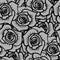 Seamless pattern of gray graphic quality roses