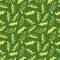 Seamless pattern with green arugula isolated. Vector simple cartoon illustration. Design wallpaper, wrapping paper, textile,