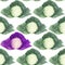 Seamless pattern with green cabbage. Watercolor painting.