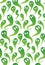 Seamless pattern with green cartoon ghosts with emotions. Spirits in different forms on white background. Halloween wallpaper