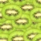 Seamless pattern of green kiwi slices
