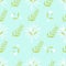 Seamless pattern with green leaves and heart. Nature concept. Background for your design wallpapers, web page