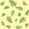 Seamless pattern of green leaves Monstera, on yellow background.