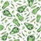 Seamless pattern Green Pepper. Hand painted watercolor. Handmade fresh food design elements isolated