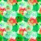 Seamless pattern of green and red gerbera flowers, vivid summer daisy floral ornament, abstract gerber flower texture, wallpaper