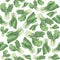 Seamless pattern Green Salad. Hand painted watercolor. Handmade fresh food design elements isolated