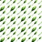 Seamless pattern of green unblown lotus buds on a white background.