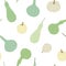 Seamless pattern with green and white squashes on white background.