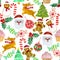 Seamless pattern of greeting Christmas and new year, watercolor painting illustration