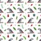 Seamless pattern with grey african parrots Jaco and tropical leaves and flowers