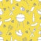 Seamless pattern with grill, barbecue tools. BBQ