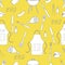 Seamless pattern with grill, barbecue tools. BBQ