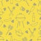 Seamless pattern with grill, barbecue tools. BBQ