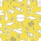 Seamless pattern with grill, barbecue tools. BBQ