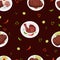 Seamless pattern with grilled meat. Mexican food barbecue piece beef, fried pork leg and Grilled Achiote Chicken on dark