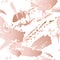 Seamless pattern - grunge brush strokes in pastel gold rose pink on white background