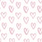 Seamless pattern from grunge handmade pink hearts on a white