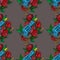 Seamless pattern a gun and a rose on a black background. Design of surface pattern