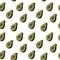 Seamless pattern of half avocado on white background