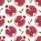 Seamless pattern with half pomegranate. Vector fruit. Healthy natural food. Organic, eco. Drawn by hands. Printing on