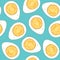 Seamless Pattern with Halfs of Boiled Eggs