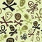 Seamless pattern on a Halloween bones theme in shades of green