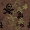 Seamless pattern on a Halloween bones theme in shades of green