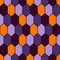 Seamless pattern in Halloween traditional colors with diamonds grid. Turtle shell motif. Honeycomb wallpaper.