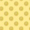 Seamless pattern of the halves of lemon isolated on a yellow. Food background. Flat lay.