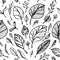 Seamless pattern from Hand draw structure of leaves black on white in line art for design flyer banner or for decoration package