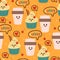 Seamless pattern hand drawing cupcake and coffee. food and beverage background for fabric print, textile, gift wrapping paper