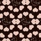 seamless pattern, hand drawn abstract birds on a background of pink hearts, gentle pastel shades, for linen, textiles