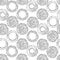 Seamless pattern of hand-drawn abstract circles from broken lines, dashes on a square background