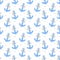 Seamless pattern of hand-drawn anchors in the sea. Vector image on the marine theme for a boy sailor. Illustration for holiday, ba
