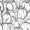 Seamless pattern with hand drawn black and white pumpkin. Cute autumn pattern Seamless textile. design for greeting card and