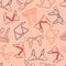 Seamless pattern with hand drawn cartoon outlines of tops, bras, bralettes. Cute swimwear icons for social networks, stories