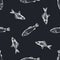 Seamless pattern with hand drawn chalk fish