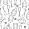 Seamless pattern from the hand drawn champagner bottles and glases.