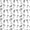 Seamless pattern hand drawn cocktails. Doodle black sketch. Sign