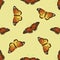 Seamless pattern with hand drawn colored cethosia biblis, danaus chrysippus