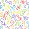 Seamless pattern. Hand drawn colored curls isolated on the white background.