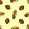 Seamless pattern with hand drawn colored eclair, truffle
