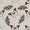 Seamless pattern with hand drawn colored graphium androcles, papilio demoleus