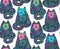 Seamless pattern with hand drawn colorful cats