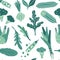 Seamless pattern with hand drawn colorful doodle green vegetables