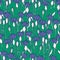 Seamless pattern with hand drawn cornflowers flowers on emerald background