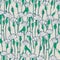 Seamless pattern with hand drawn cornflowers flowers on emerald background